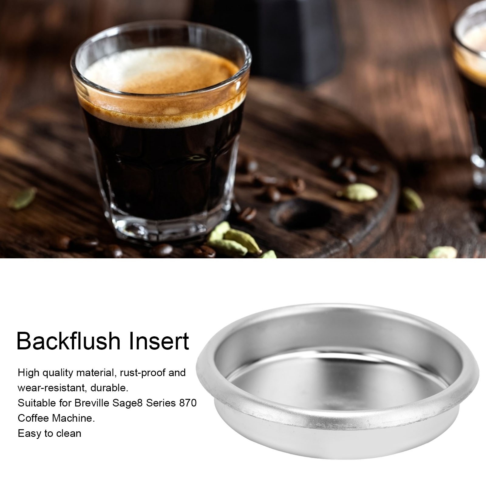 Breville Espresso Bes870 - 54 มม.กาแฟสแตนเลส Backflush ใส่โลหะกรองตาบอดสําหรับ Breville Sage8