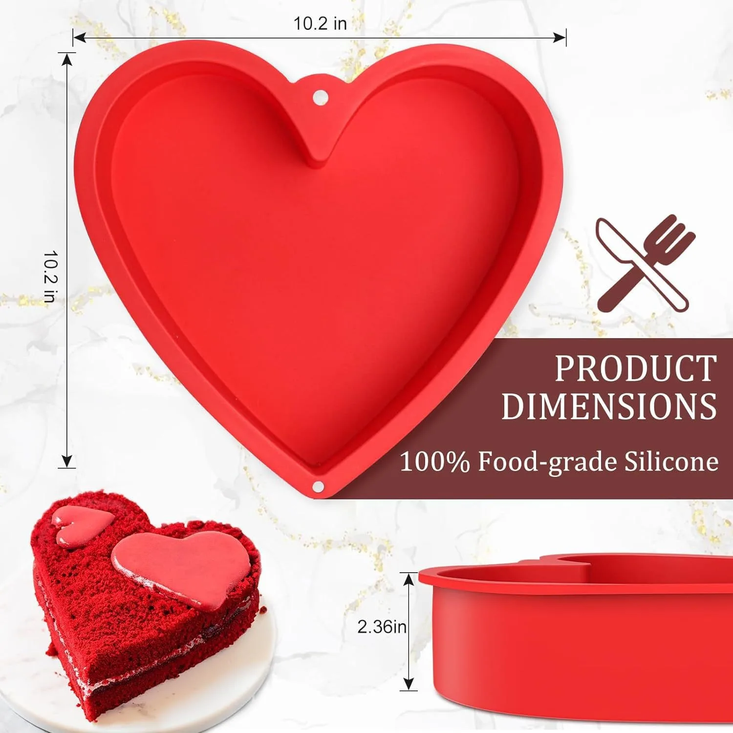 Bunny Cake Mold - 8/10 นิ้ว ซิลิโคน ถาดอบเค้กรูปหัวใจ แบบไม่ติดกระทะ สำหรับวันวาเลนไทน์